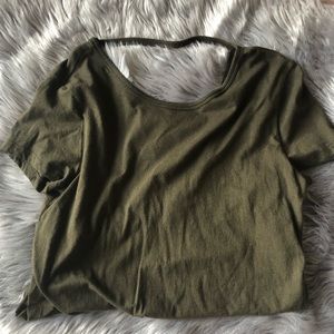 Open back oversized olive tshirt